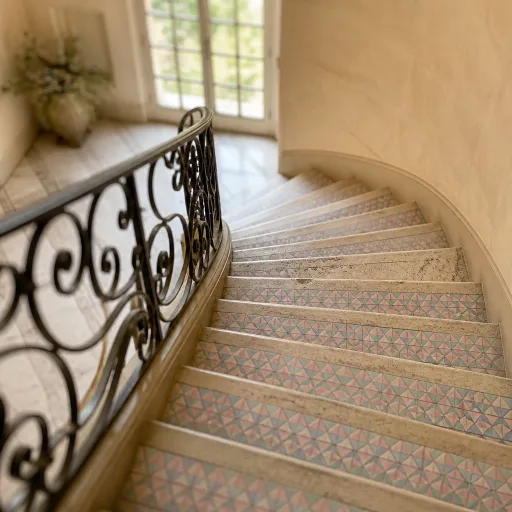 An elegant staircase at Château de la Caze hotel and historic château stays from Aix en Provence